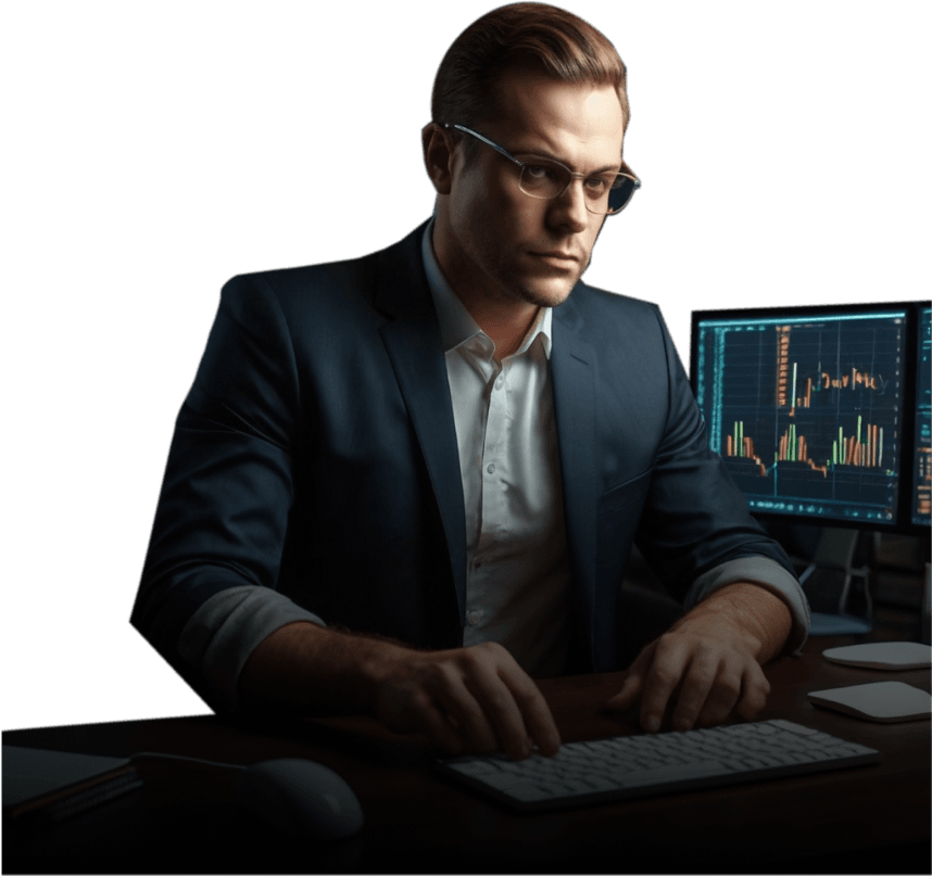 Businessman working on computer
